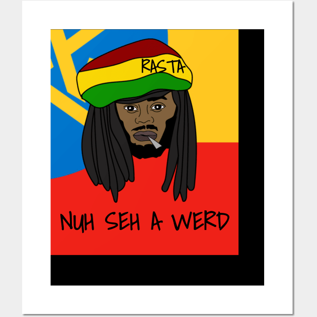 Jamaican slogan, Kingston, Rasta, Funny, Jamaica flag Wall Art by alzo